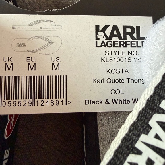 Karl Lagerfeld Black Flip-Flops with Logo and Heart Accents - Picture 3 of 6